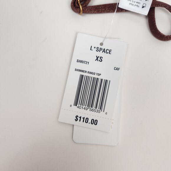 L*Space Shimmer Ringo Bikini Top in Cafe Brown Size XS NWT - Picture 6 of 6